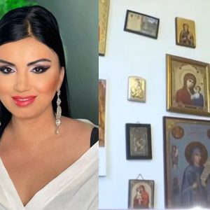Cum arată casa în care locuiește Adriana Bahmuțeanu. Se află în centrul Capitalei, are un perete plin de icoane, iar în întreaga locuință se găsesc imagini cu cei doi copii ai săi