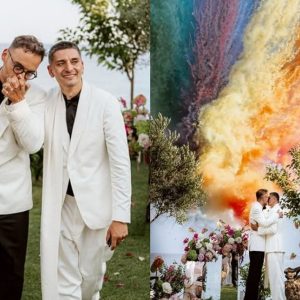 Max Raileanu de la Chefi la Cuțite și hairstylistul George Popescu s-au căsătorit în Grecia. Imagini emoționante de la eveniment: „Ne amintim fluturii din stomac!”