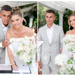 Fotbalistul Cătălin Cîrjan de la Dinamo și Evelyn Tamaș s-au căsătorit și urmează să devină părinți pentru prima oară: „Astăzi, mâine și pentru totdeauna!”. Imagini de la cununia civilă