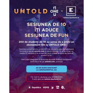 UNTOLD premiază performanța academică și anul acesta prin campania „Student de 10”. 200 de studenți cu media 10 în sesiunea de vară vor primi abonamente General Access gratuite la UNTOLD ONE
