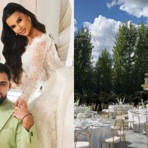 Andra Volos și Robert Lele se căsătoresc religios. Primele imagini de la nuntă: decor spectaculos, mese aranjate cu flori albe, iar mireasa poartă voal cu chipul Maicii Domnului