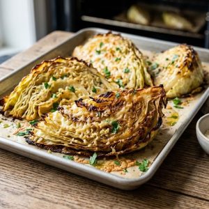 Rețetă de varză caramelizată la cuptor cu usturoi și parmezan
